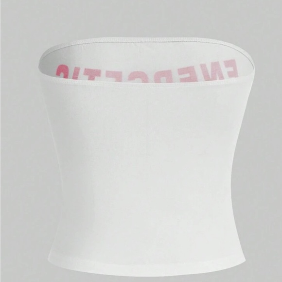 Energetic White and Red Graphic Tube Top - Picture 2 of 2